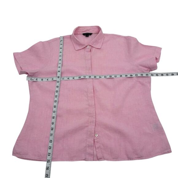 Land's End 100% Linen Short Sleeve Soft Pink Button Down Shirt Sz XL - Picture 6 of 8
